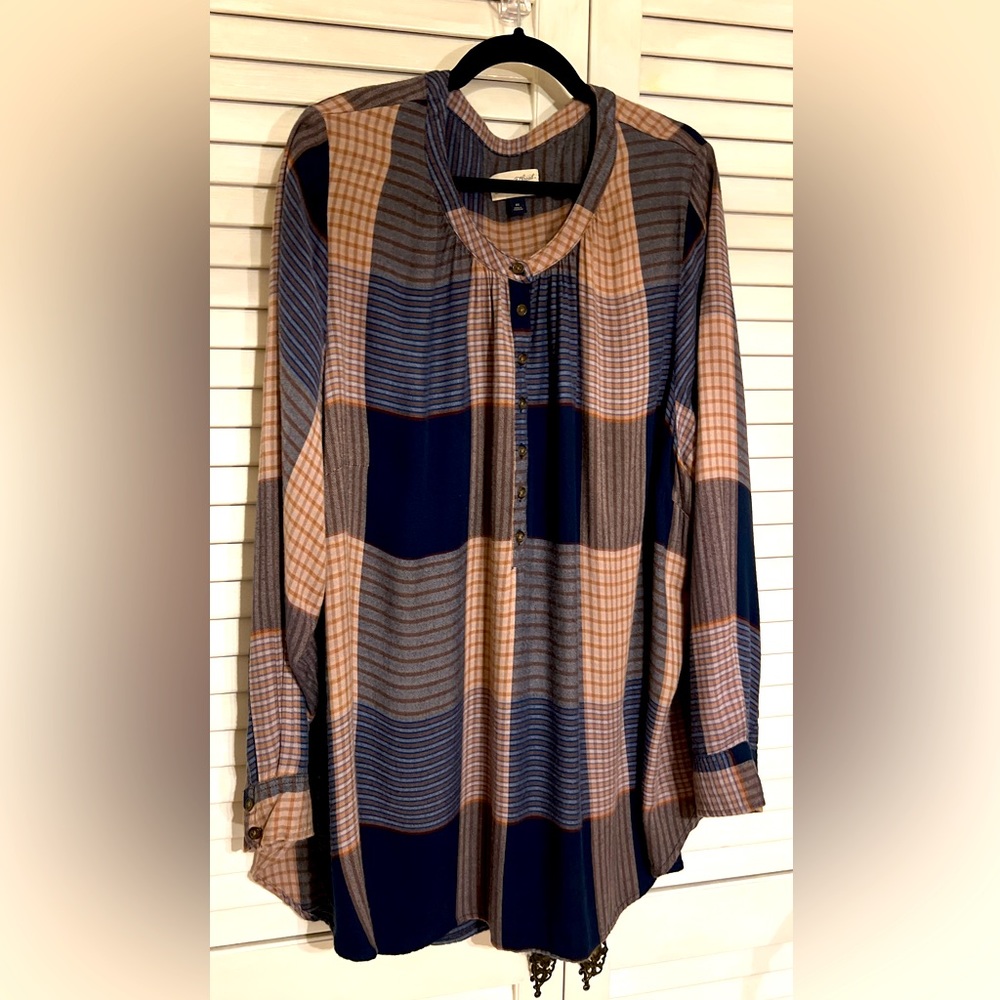 4X Universal Threads Plaid Flannel Henley